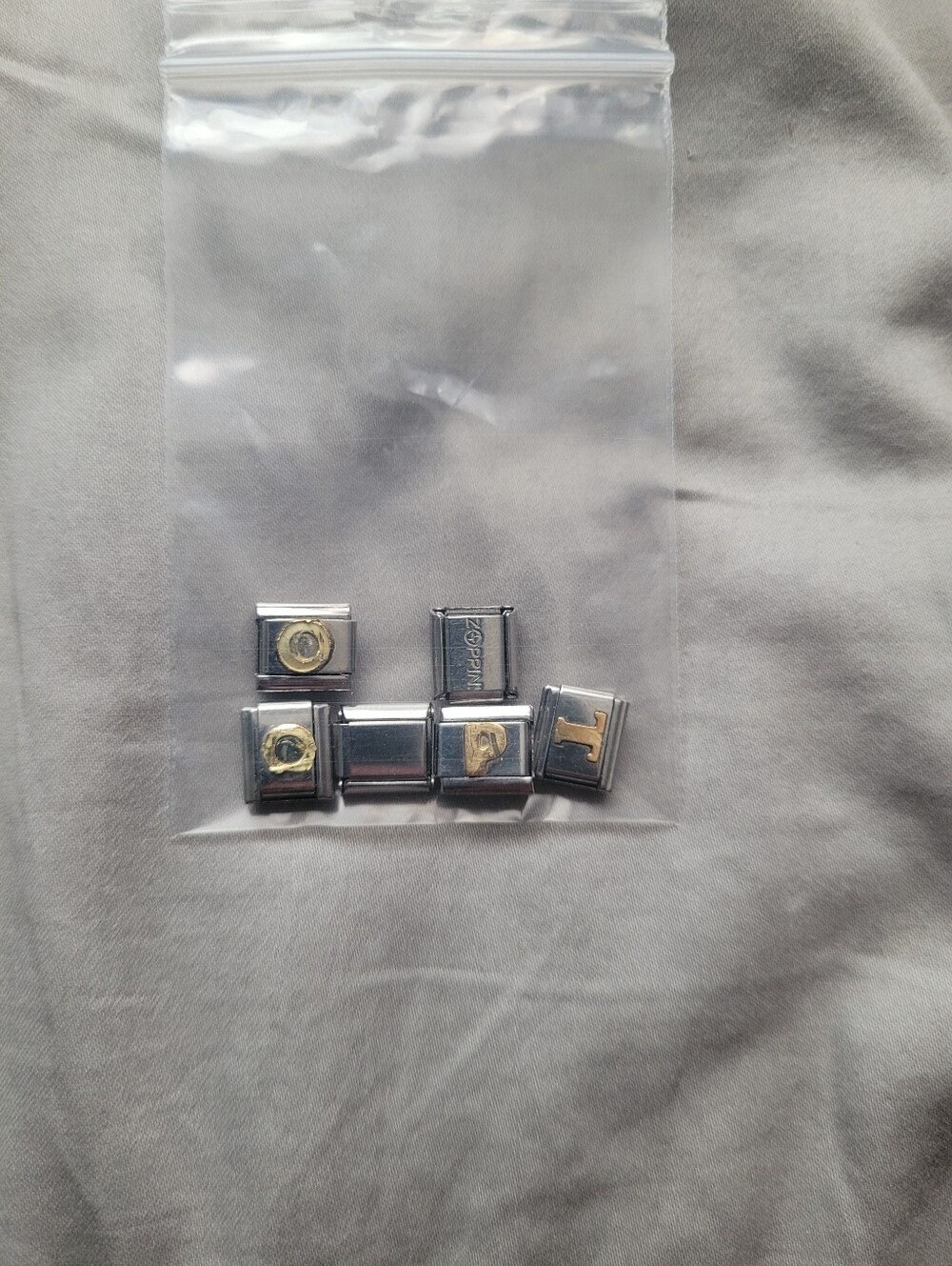 Stainless Steel and 18k Gold Letter Link Charms